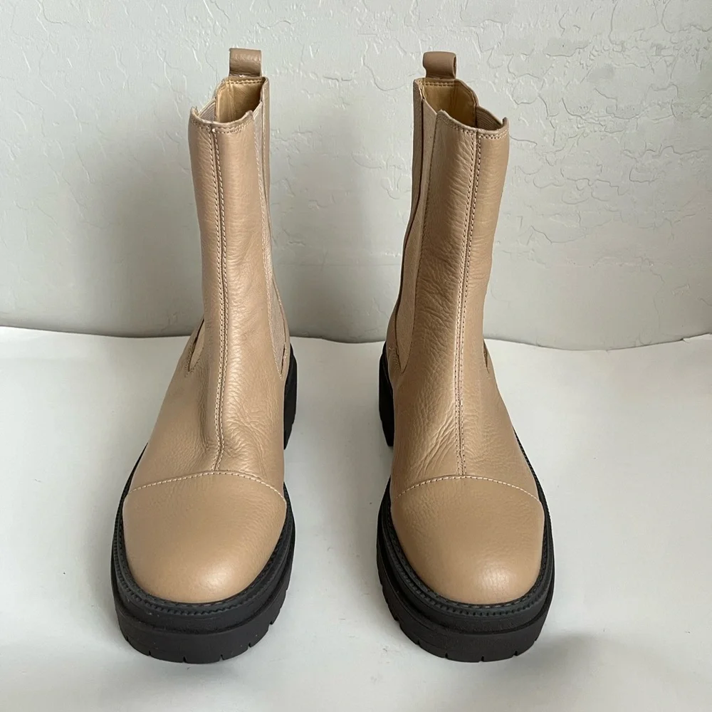 Sam Edelman Wellington Lug Sole Leather Chelsea Boots Tan 7.5 - Picture 4 of 8